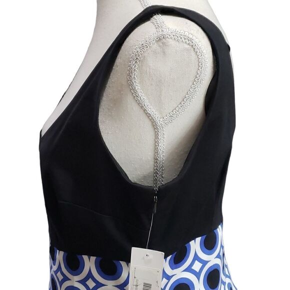 Maggy London Black & Geo Print Fit & Flare Dress Sz 10 NWT - Picture 6 of 16
